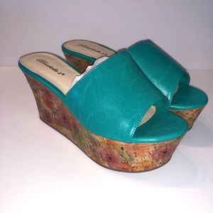 Breckelle’s Floral Aqua Wedges